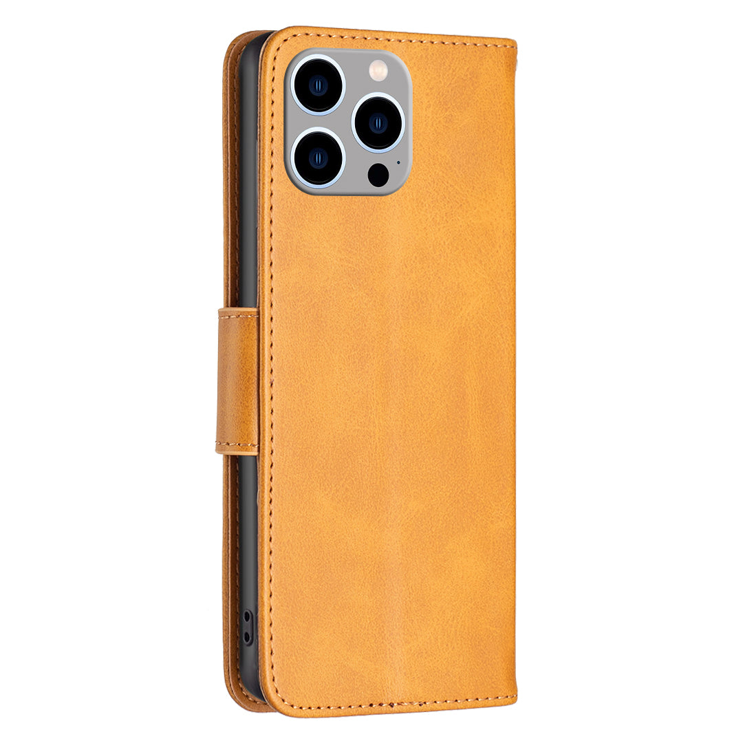 Cell Phone Case for iPhone 15 Pro Max , Stand Phone Shell Solid Color Fine Textured PU Leather Wallet Cover - Yellow Cell Phone Case for iPhone 15 Pro Max , Stand Phone Shell Solid Color Fine Textured PU Leather Wallet Cover - Yellow